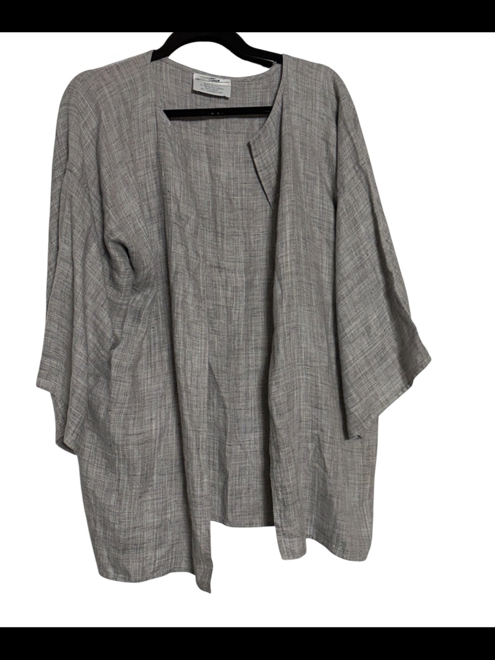 ZORAN 100% Linen Italy Open Oversized Lagenlook Shirt Tunic Blouse Top Gray